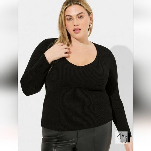 torrid Sweaters - TORRID BLACK FITTED PULLOVER SWEATER PLUS SIZE 3X